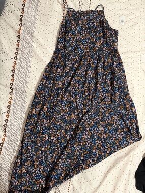 Old Navy Navy Floral Tiered Sundress with Spaghetti Straps